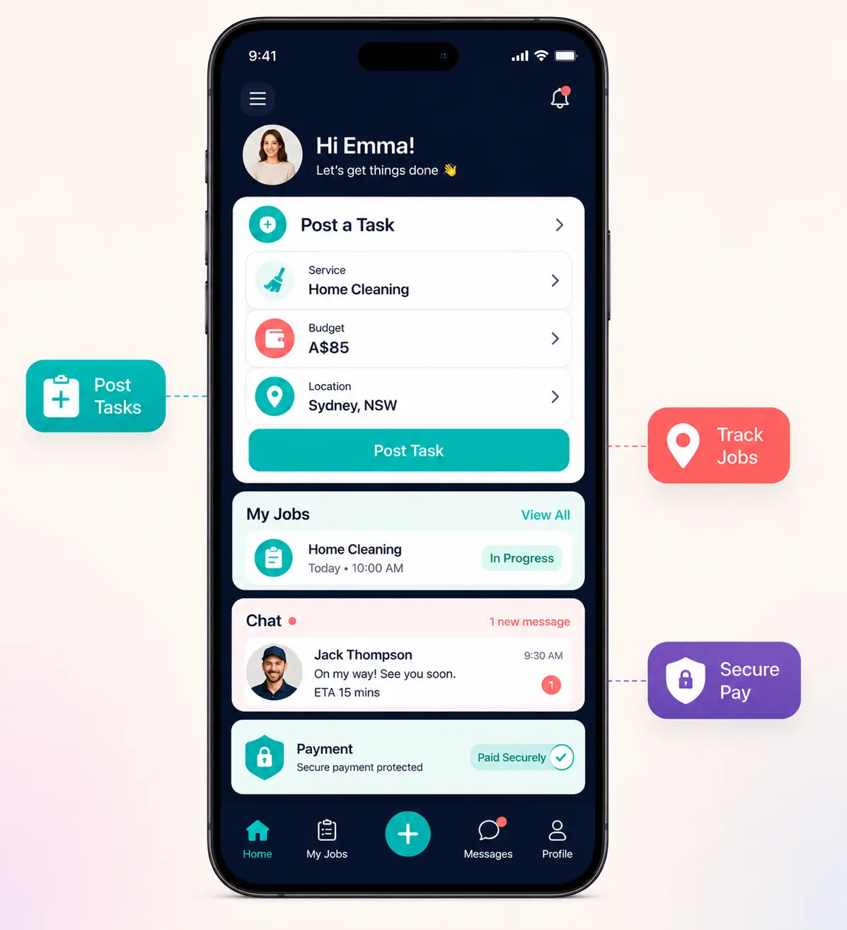 Airtasker clone poster dashboard
