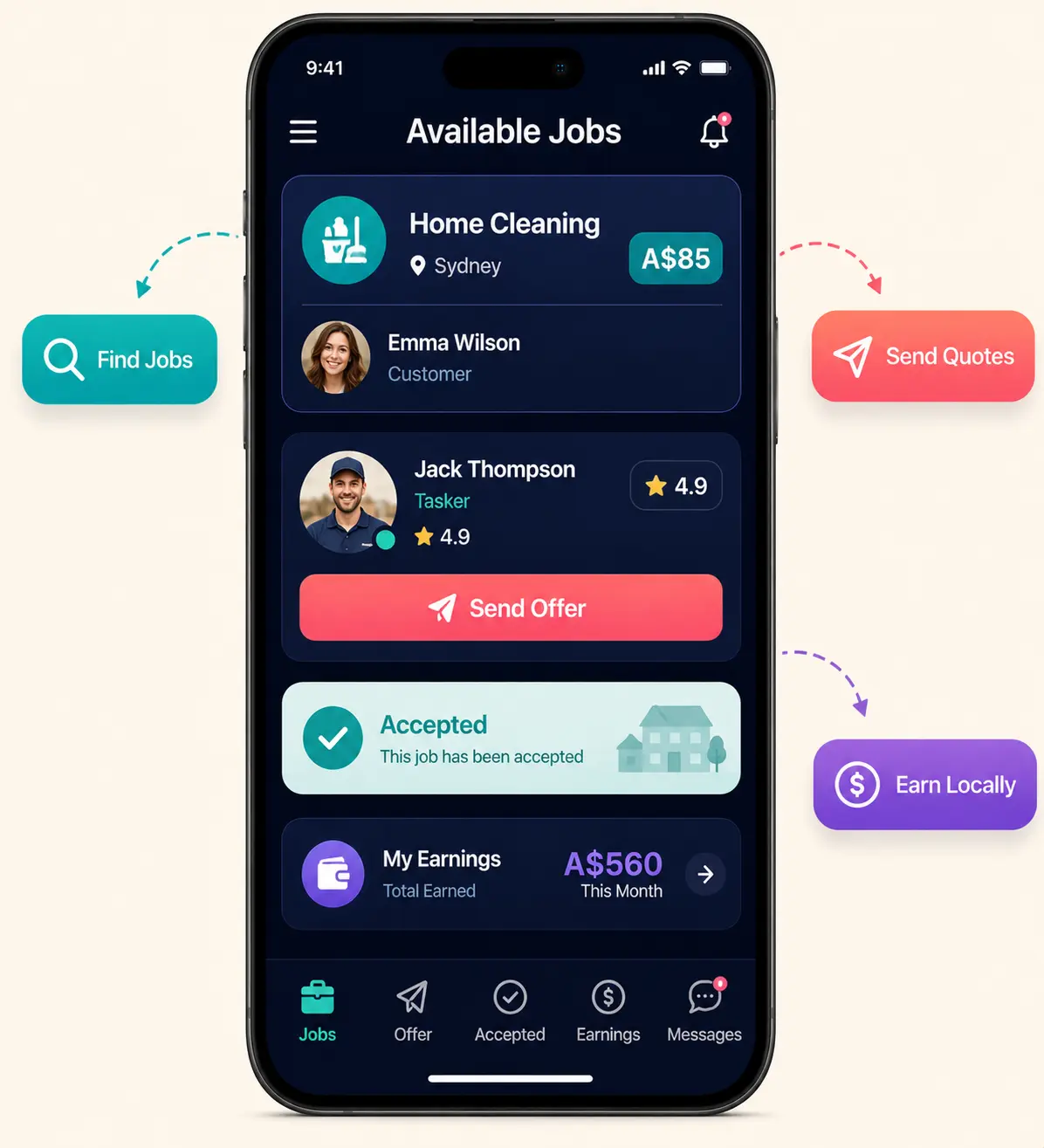 Airtasker clone tasker dashboard