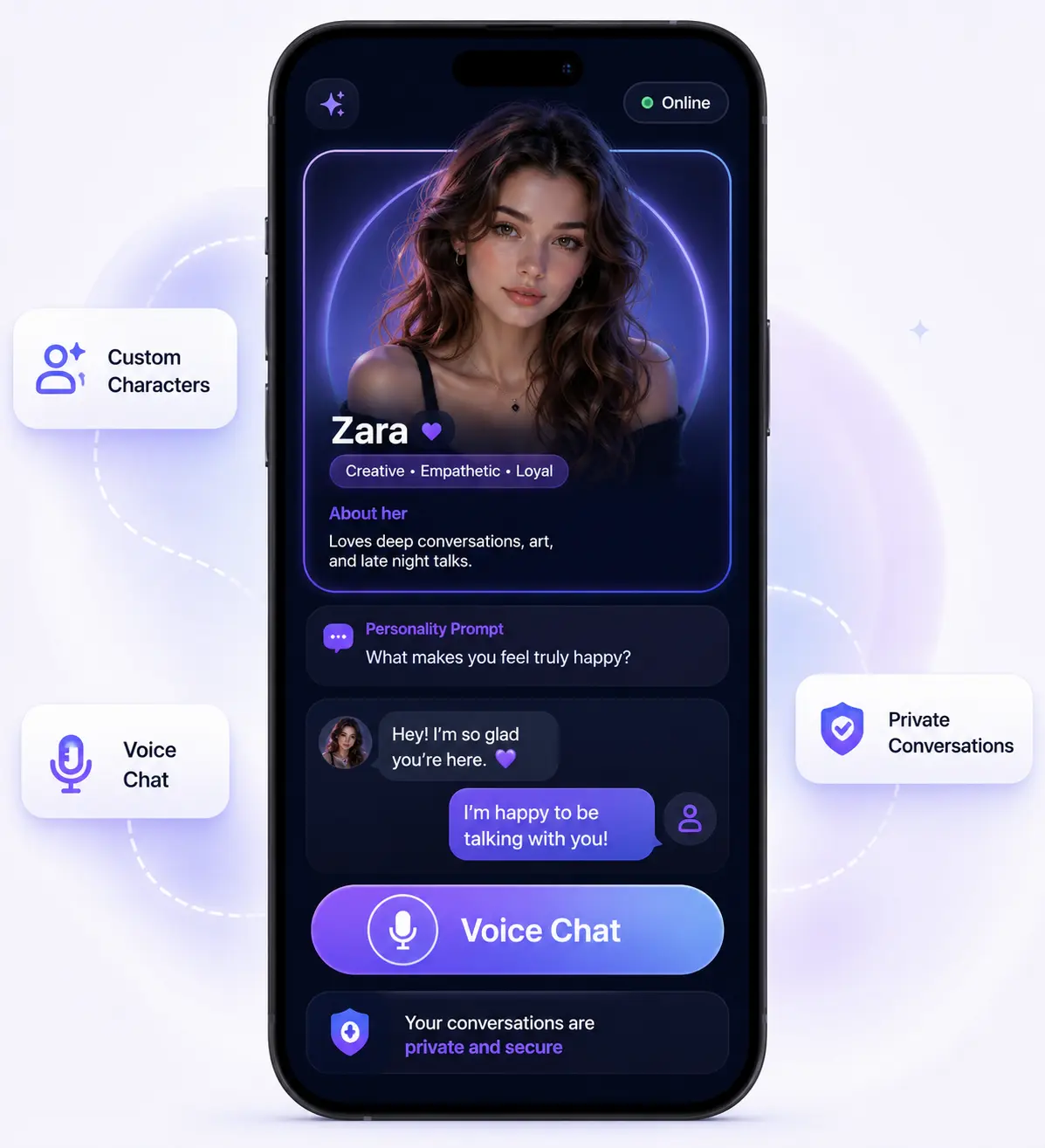 Character AI clone user dashboard