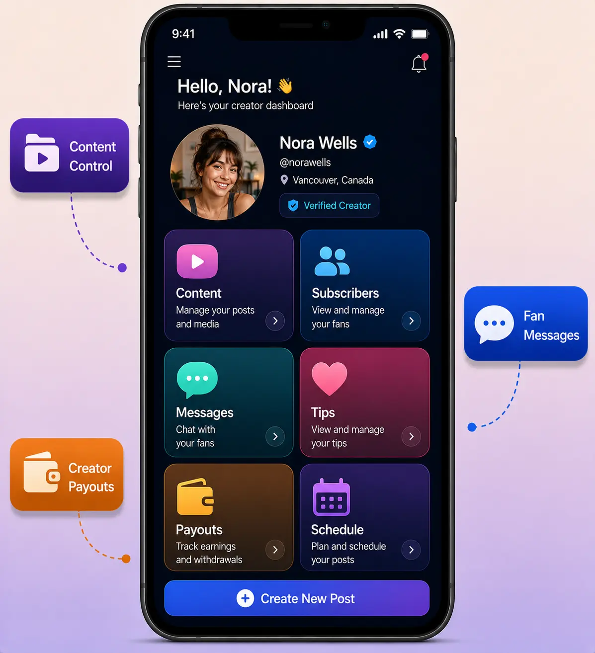 fansly-clone-creator-features-mockup