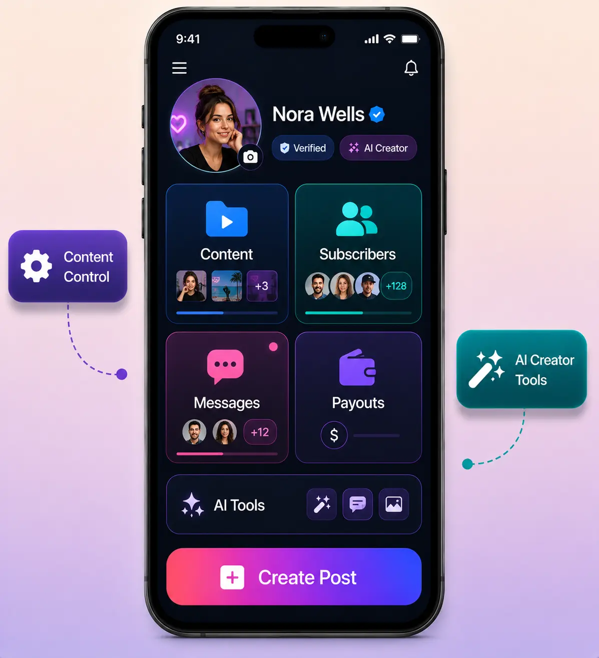 fanvue-clone-creator-features-mockup