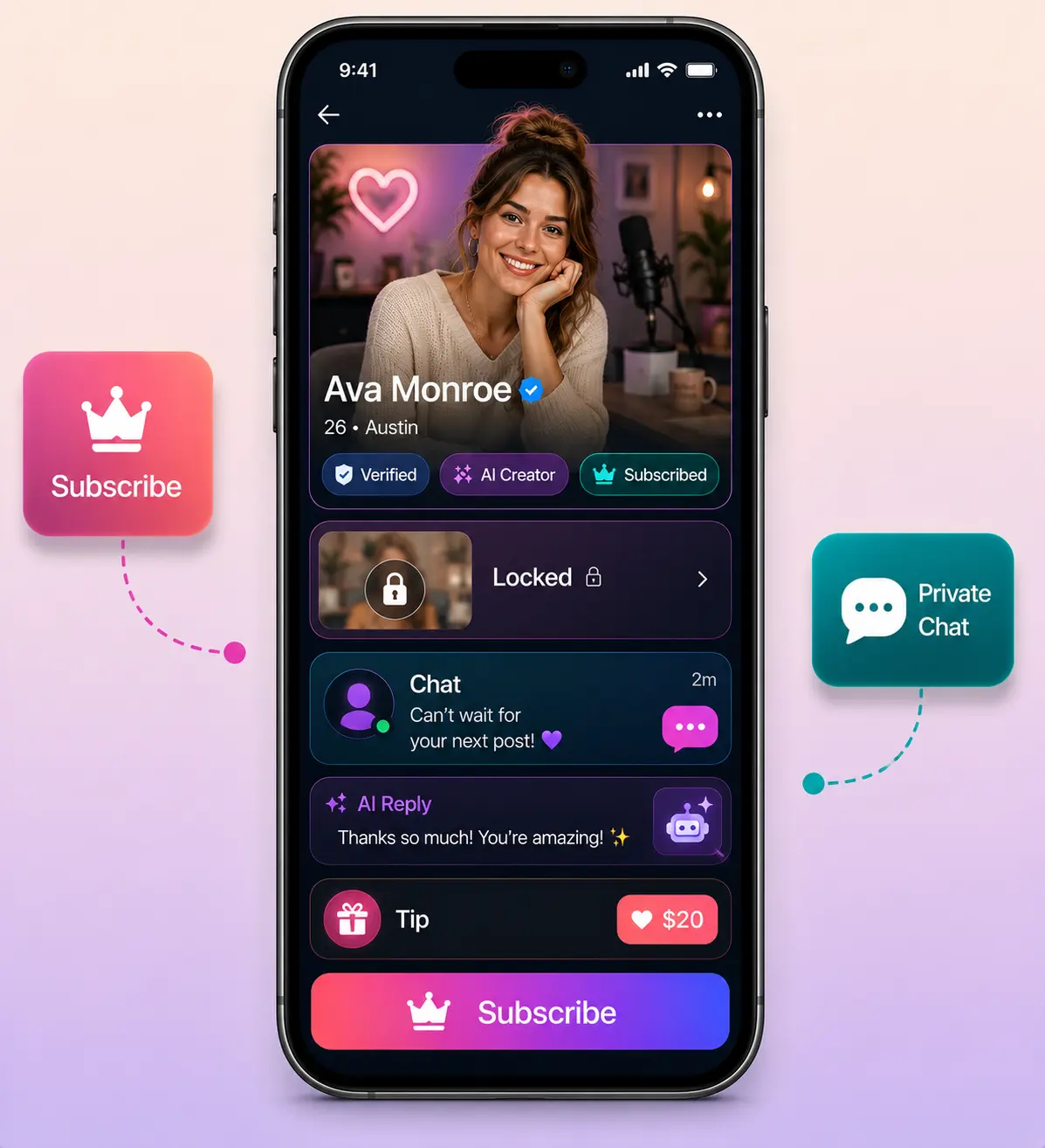 Fanvue clone fan app dashboard view