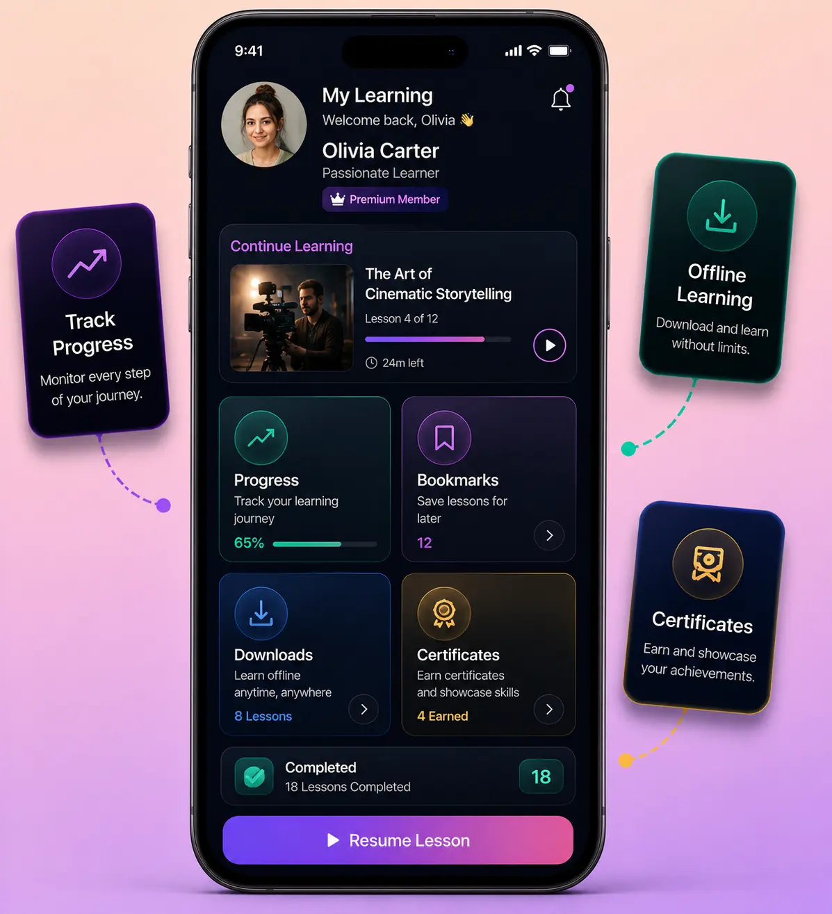 MasterClass clone expert features dashboard