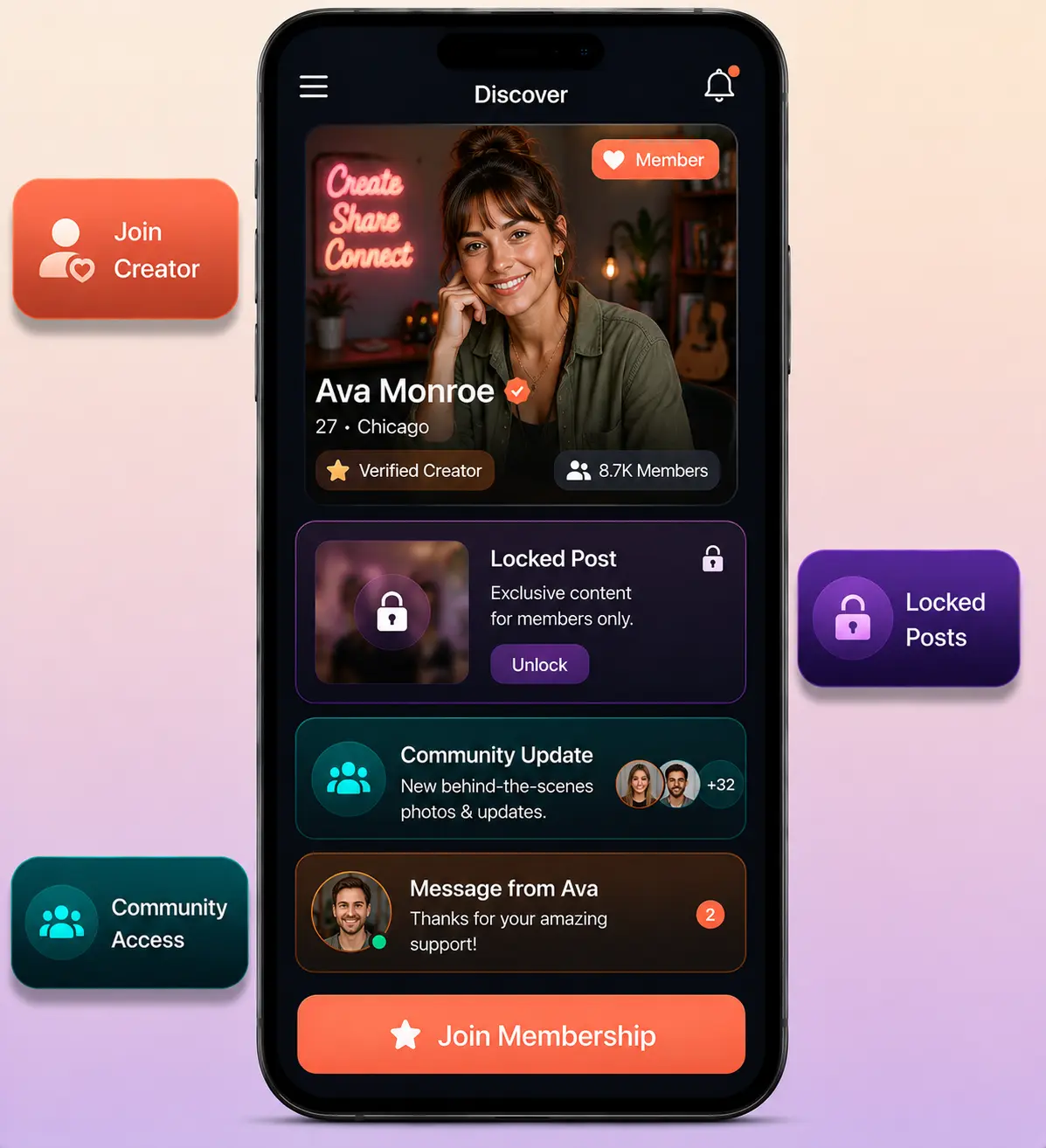 patreon-clone-fan-member-features-mockup