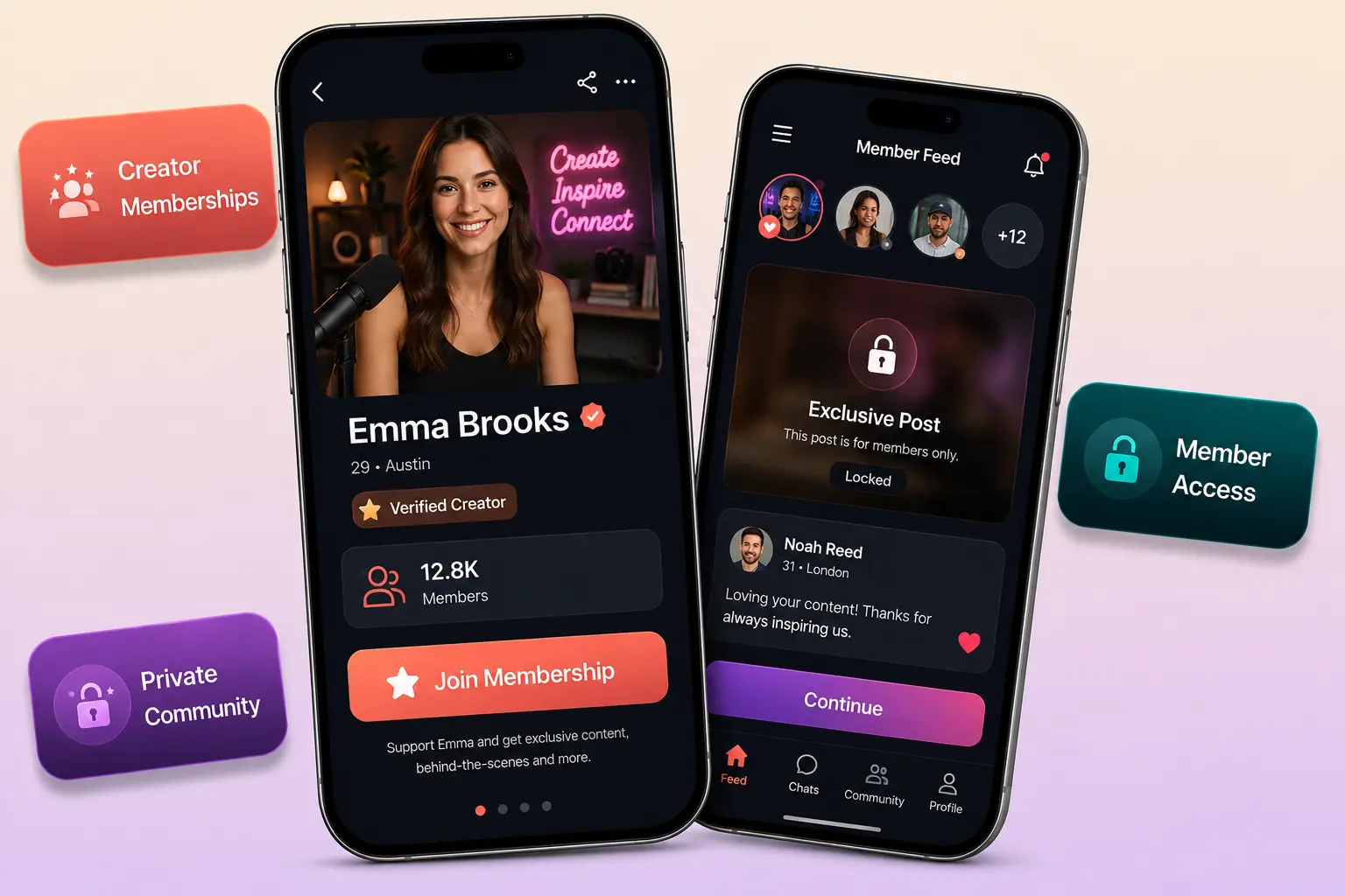 Patreon clone mobile app interface by Xpertz.io