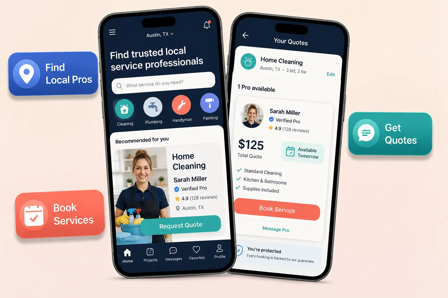 Thumbtack clone mobile app interface by Xpertz.io