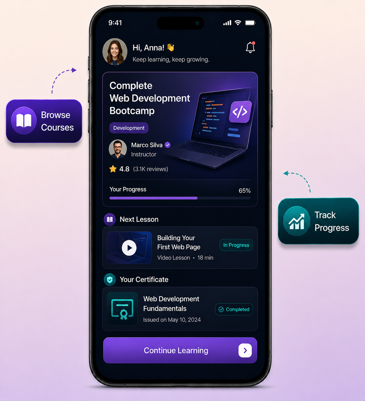 Udemy clone member dashboard