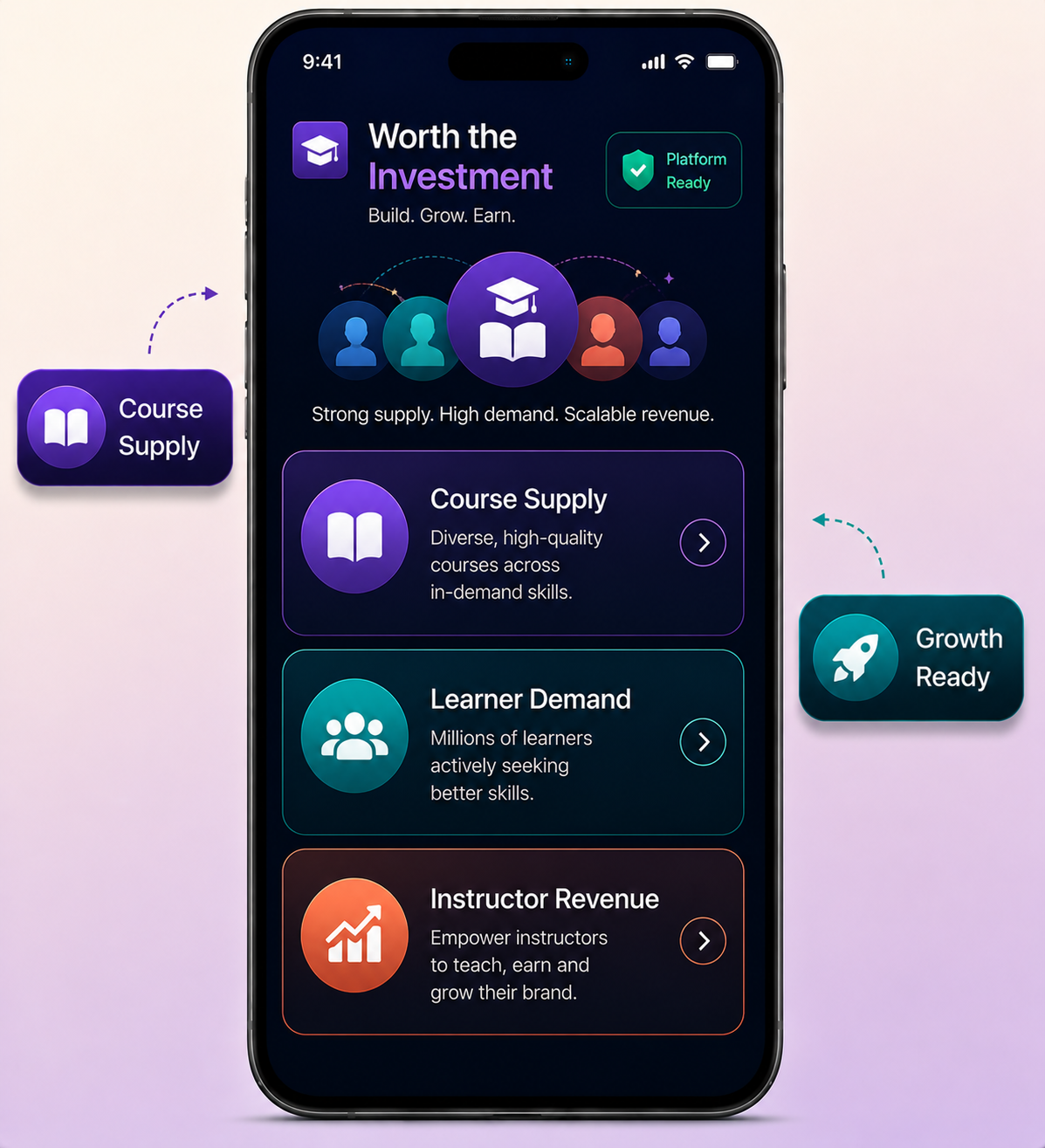 Udemy clone worth investment mockup