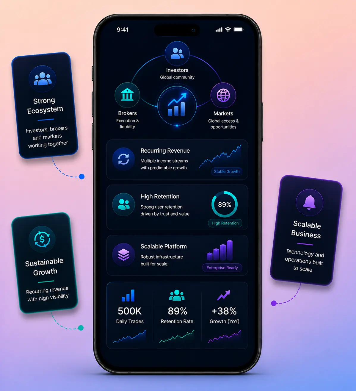 Webull clone worth investment mockup