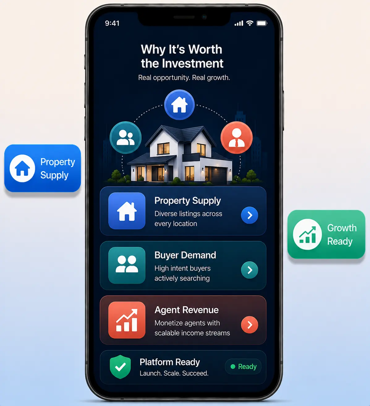 Zillow clone worth investment mockup